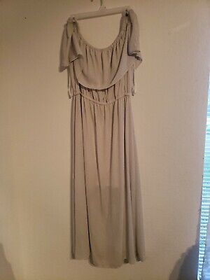 New York & Company Polka Dot White/Black Off The Shoulder Maxi Dress Sz XL