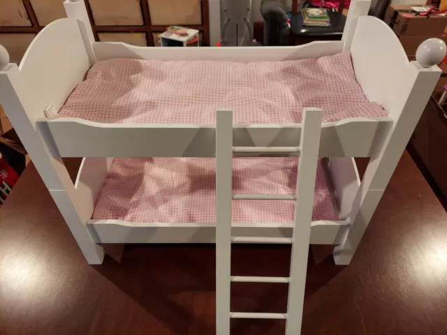 Twin Doll Bunk Bed - Fits 18" Doll - Boutique Style - Sturdy - White - Stackable