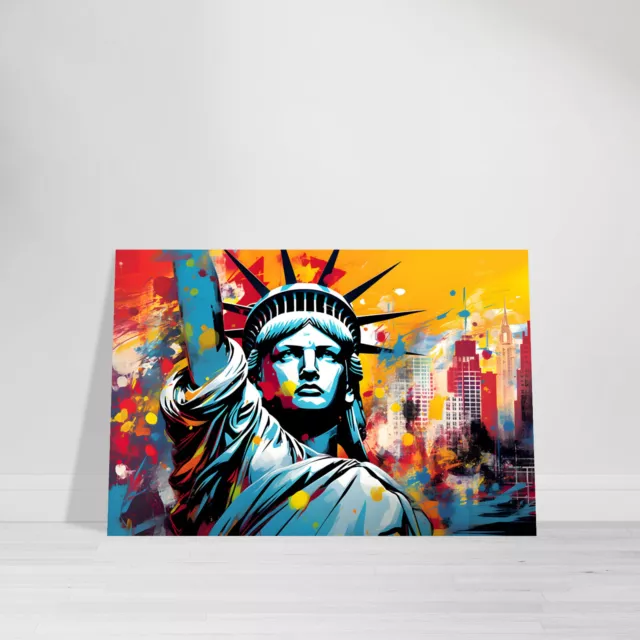 Acrylglasbild Leinwand Freiheitsstatue Pop Art Wandbild Bunt Bild New York Bild