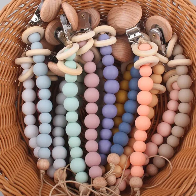 Baby Dummy Chain Pacifier Clip Silicone Beads Bead Holder Soother Chains Hemu