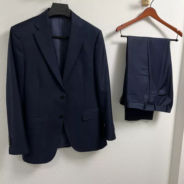 SUIT SUPPLY Navy Blue 40R Suit Two Piece 2-Button Double Vented VBC 110s Wool