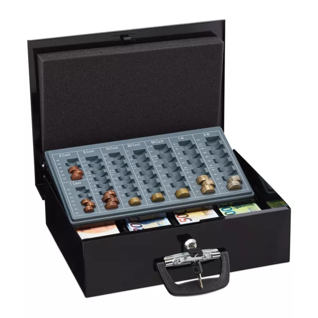 Coin Counter Tray Cash Box Lockable Steel Portable Change Keys Lock Money Iron