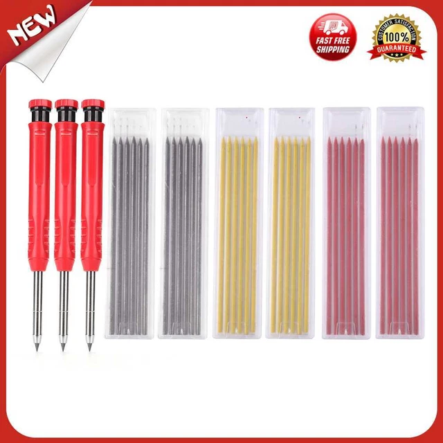 es 3pcs Deep Hole Woodworking Pencil 36 Refill Mechanical Construction Draw Mark