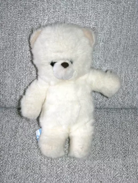 Nounours Doudou Peluche Ours Blanc Ancien Fourrure Nez Marron Yeux Durs Etatneuf