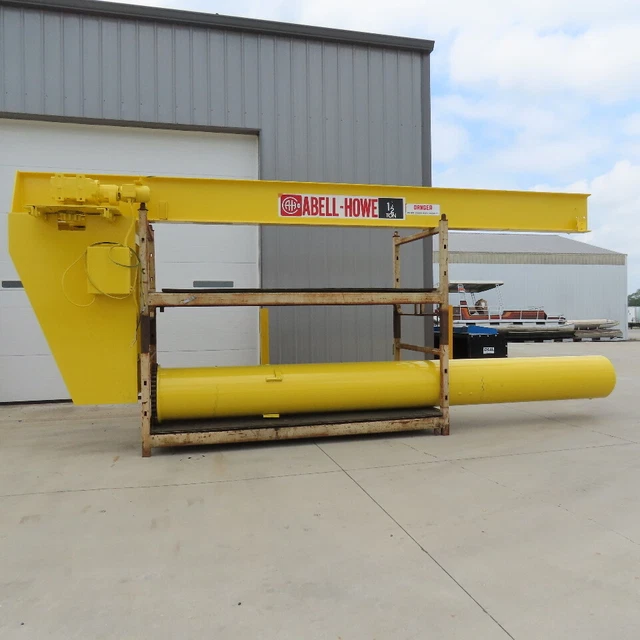 Abell Howe 1.5 Ton Free Standing Motorized Jib Crane 16' Swing 12' Travel 480V