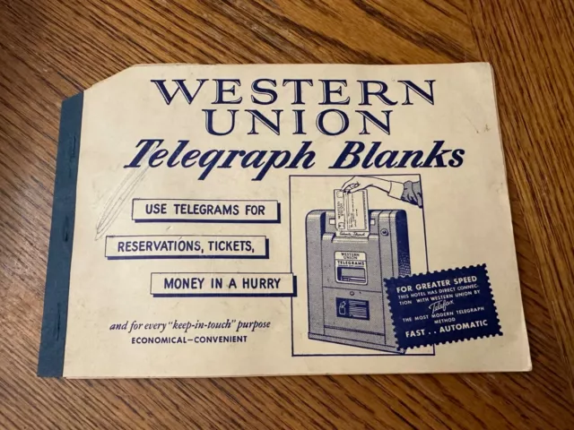 Western Union Telegraph Blanks Book Telefax Circa 1940s Telegram Messages VTG