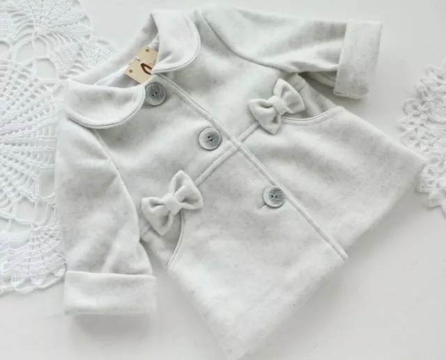 Baby Girls Coat Grey Christening Baptism Party Elegant Jacket