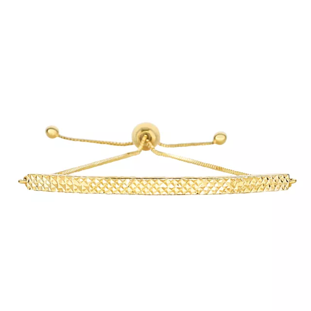 14K or Jaune Diamant Coupe Barre Ancré Sur Boîte Bracelet Chaîne, 23.5cm