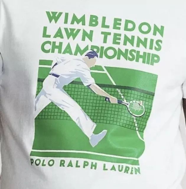 Genuine Polo Ralph Lauren Wimbledon Custom Slim Fit Polo T -shirt -White XXL NEW