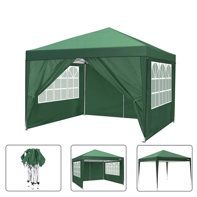 Pavillon automatisch faltbar 3x3m wasserdicht Faltpavillon Partyzelt Grau Garten