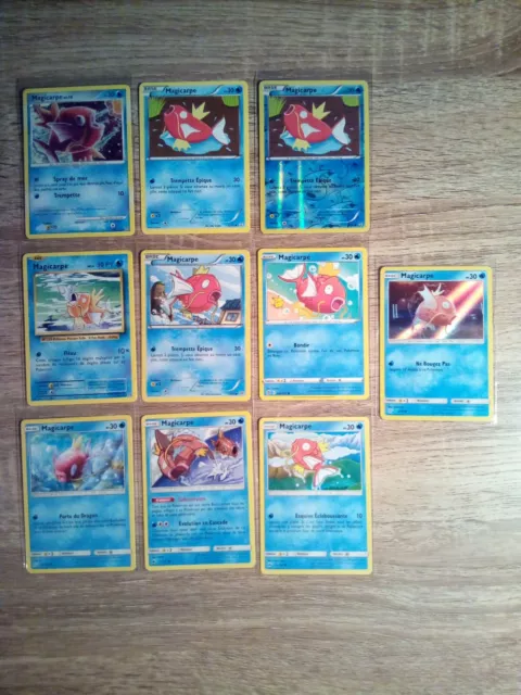 Lot de 10 cartes Pokémon Magicarpe diverses extensions