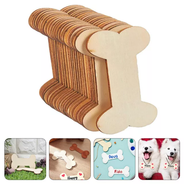 40 piezas astillas de madera de hueso de perro etiquetas presentes hágalo usted mismo etiquetas de madera hogar