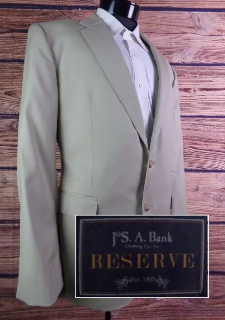 Jos. A. Bank Reserve Blazer Men Sport Coat 42R Jacket Two Button Beige Reda Wool