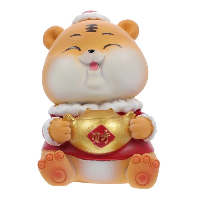 3 Pc Resin Tiger Doll Decor Desktop Ornament Sculpture Figurine Child Lucky