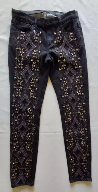 Buffalo David Bitton Black Jeans Women's 28x29 Crystal Embellished Skinny Faith