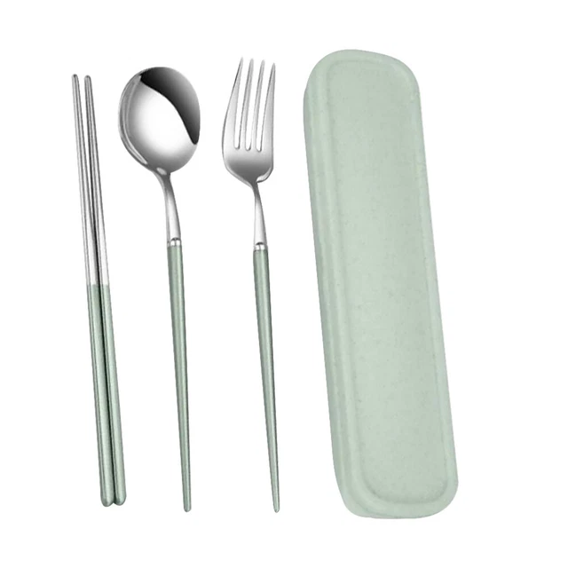 Juego de 3 utensilios portátiles cuchara palillos horquilla