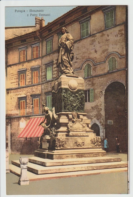 ANTICA CARTOLINA DI PERUGIA - MONUMENTO A PIETRO VANNUCCI - formato piccolo
