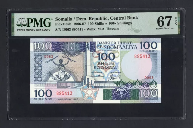 Somalia 100 Shillings 1987 P35b Uncirculated Graded 67