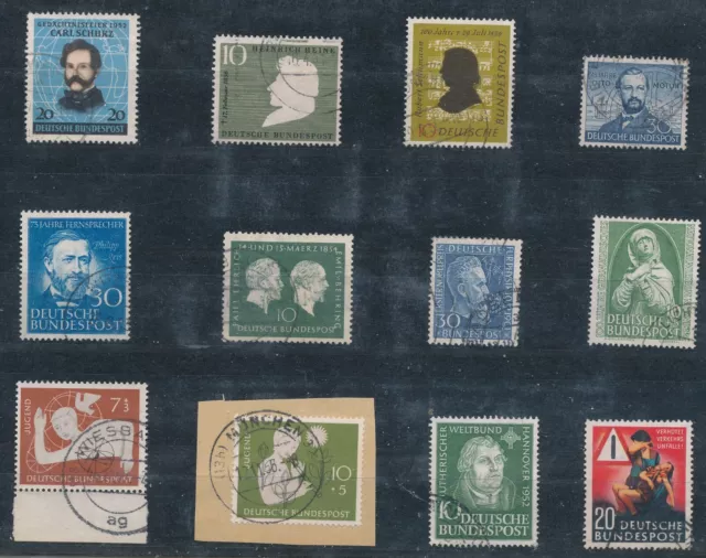 BRD: 12 Sondermarken aus 1953-56 sauber rundgestempelt