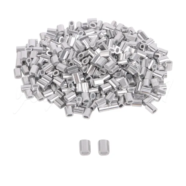 600 Pcs Aluminum Oval Crimping Loop Sleeves Clips for 1mm Dia Wire Rope