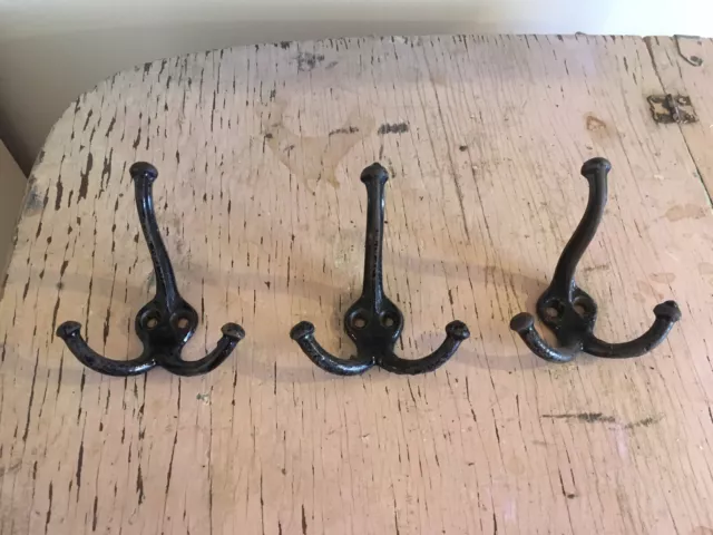 Antique Hardware Iron Hooks Black Chippy Paint Architectural Salvage #13