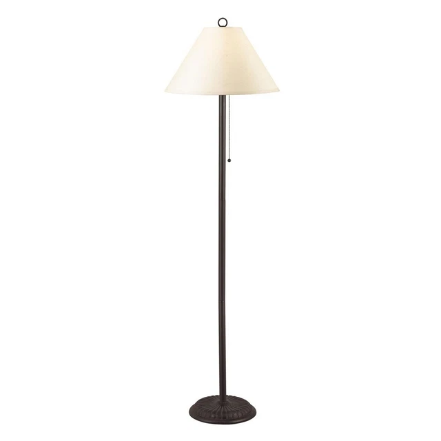 Metal Floor Lamp With Pull Chain Switch And Paper Shade, Off White And Black-