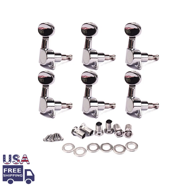 Chrome Plated 6R Inline  Guitar String Tuning Pegs Tuners Sealed Machine Head