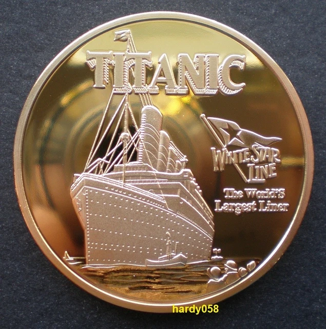 RMS TITANIC 24ct Gold Commemorative in Capsule and Gift Box. Ocean Liner, Olympic Class, White Star Line, 1912