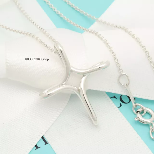 Tiffany & Co. Peretti Infinity Cross Necklace Pendant 16.2" Silver 925 w/Pouch