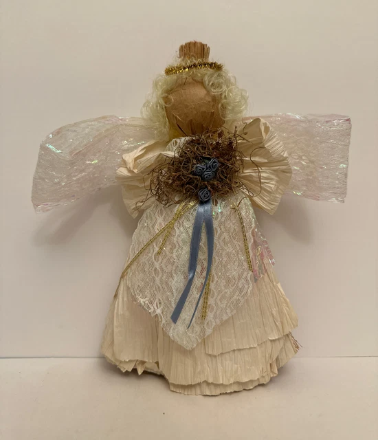 Vintage Primitive Folk Art Christmas Angel Tree Topper