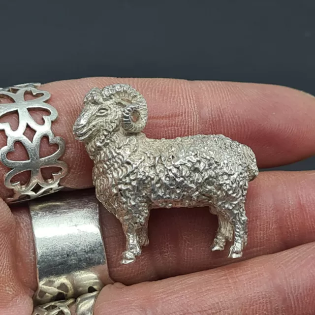 Quality Sterling Silver Ram Figurine London 1981 JS & MJ