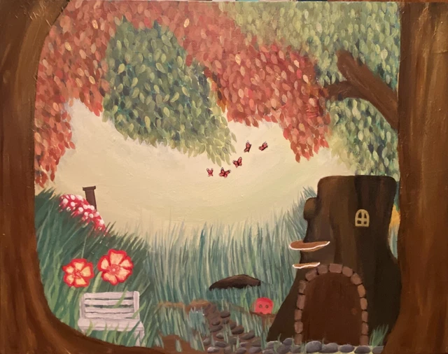 Fairy Forest Painting. One of a kind, Original Acrylic Painting.