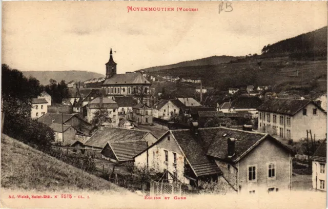 CPA AK Ad. Welck MOYENMOUTIER Église et Gare (406455)