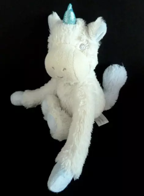 Q4. Doudou peluche Antonio Home LICORNE BLANC yeux gris 21/23cm Excellent état
