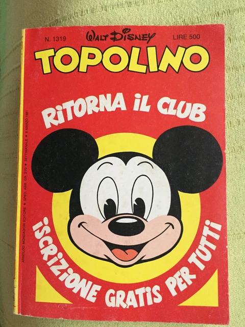 TOPOLINO N° 1319, 8 Marzo 1981, Tessera Club+Cartolina Abbonamento, Ott ...