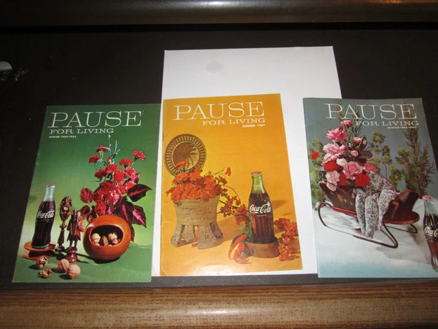 Vtg Lot 3 COKE collectors Coca Cola Pause For Living Booklet Magazines 1962-67