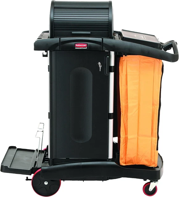 ​Rubbermaid FG9T7500BLA Commercial Microfiber Black Janitor Cart