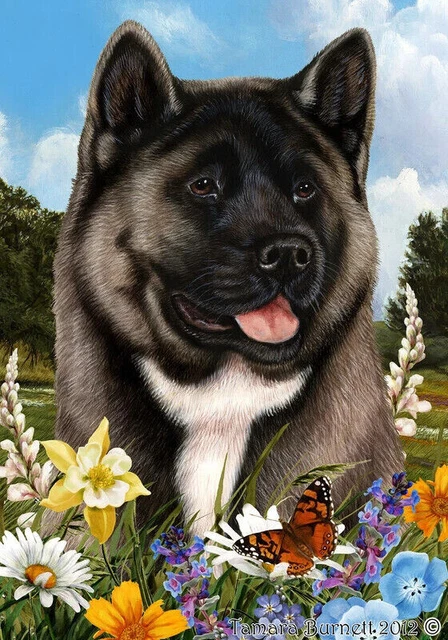 Summer Garden Flag -Silver Akita