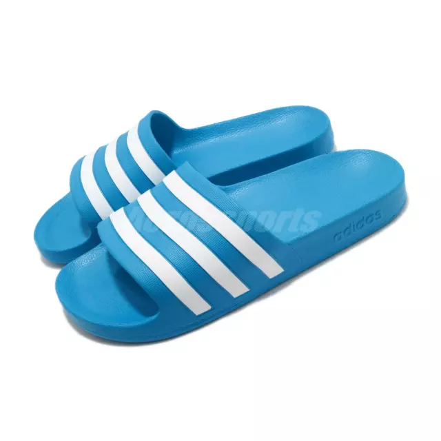 adidas Adilette Aqua Solar Blue White Men Casual Sandals Slides Slippers FY8047