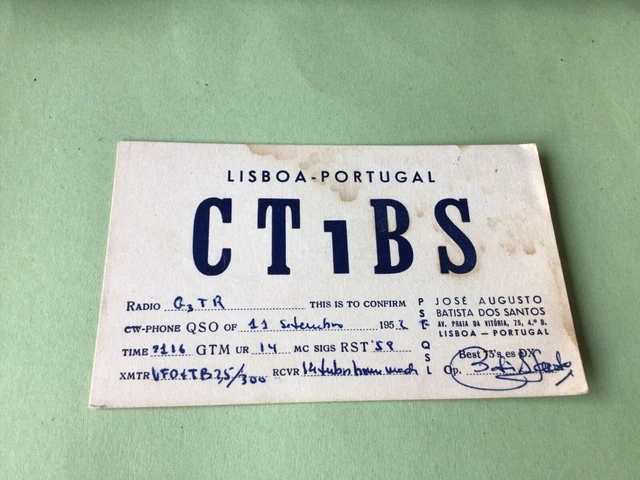 Vintage QSL Radio communication card  1952  Portugal Ref 52567