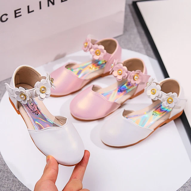 Toddler Infant Kids Girls Flower Crystal Princess Party Leather Shoes Dance Size