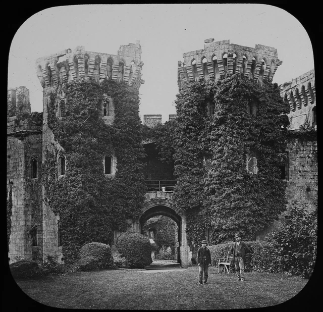 EARLY Magic Lantern Slide RAGLAN CASTLE ENTRANCE C1888 VICTORIAN PHOTO WALES