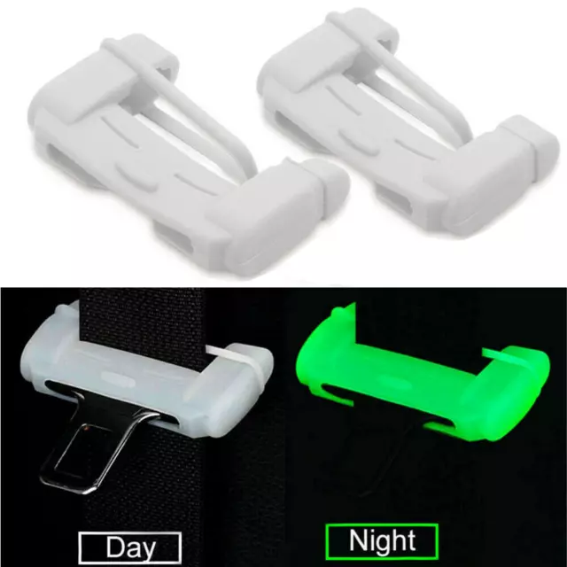 2x Car Safty Accessories Seat Belt Buckle Clip Anti-Scratch Cover Silicone White