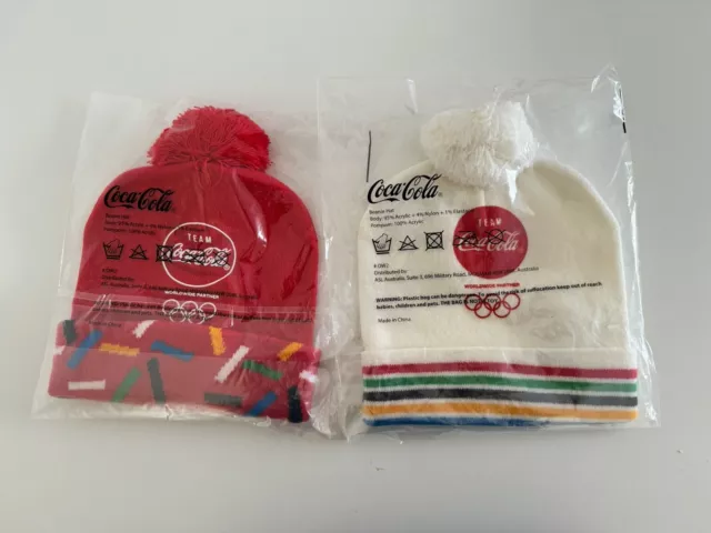 Coca Cola Winter Olympics White & Red beanie 2021 Brand New In Bag