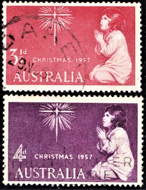 Australia 1957 Sg298-299 Christmas Set Of 2 Stamps Fine Used