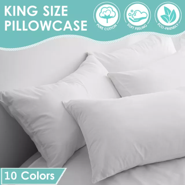 1x/2x New Pure Natural Cotton King Size Pillow Case Cover Slip 54x94 cm