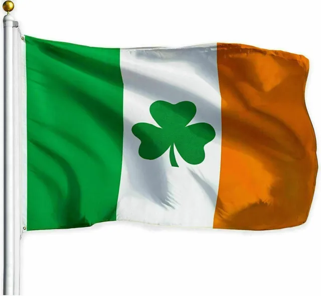 Irish Shamrock Flag 3x5 ft Ireland St Patricks Day Clover Leaf Saint Paddy Green