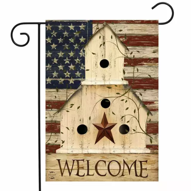 Americana Welcome Garden Flag Primitive Patriotic 12.5" x 18"