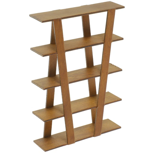 Doll House Rack Wood Tiny Bookcase Display Miniature Dollhouse Bookshelf