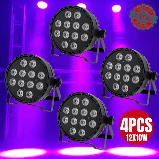 4 Pack 12x10W RGBW LED PAR Stage DMX Lighting DJs Wedding Party Uplighting Par64